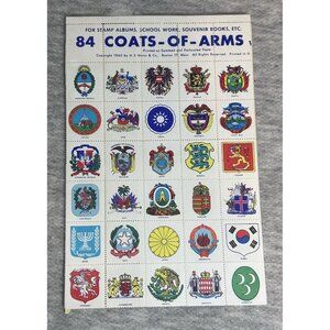 Vintage 84 Coats of Arms Decorative Seals Stamps 1960 1 Sheets